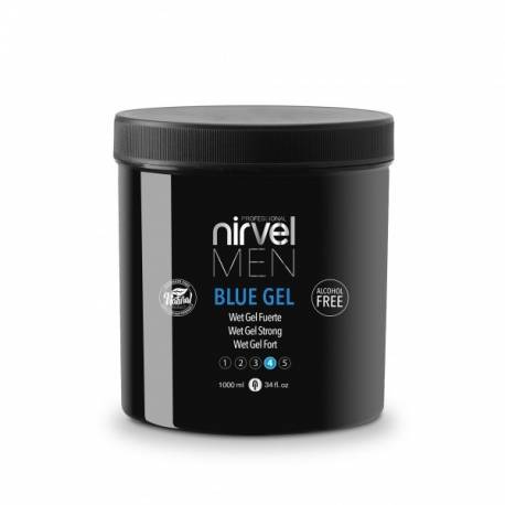 Nirvel Men Gel Fijador Fuerte Sin Alcohol Blue Gel Wet 1000 Ml. Ref. 6729