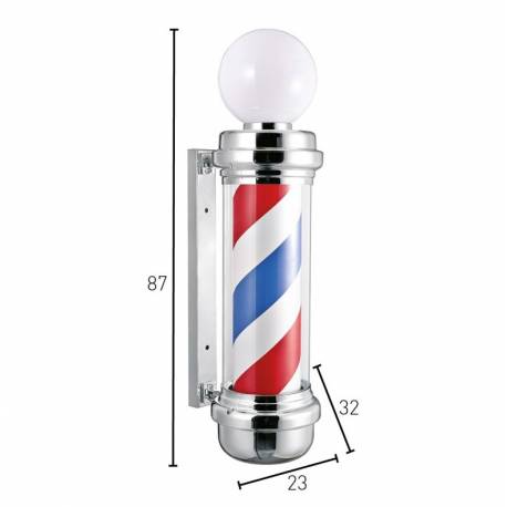 Postquam Barber Pole Luminoso Giratorio Rayas Azul/blanca/roja Con Bola Y Terminales Cromado   Ref. Idaccbarb01 Postquam Barber Pole Luminoso Giratorio Rayas Azul/blanca/roja Con Bola Y Terminales Cromado   Ref. Idaccbarb01